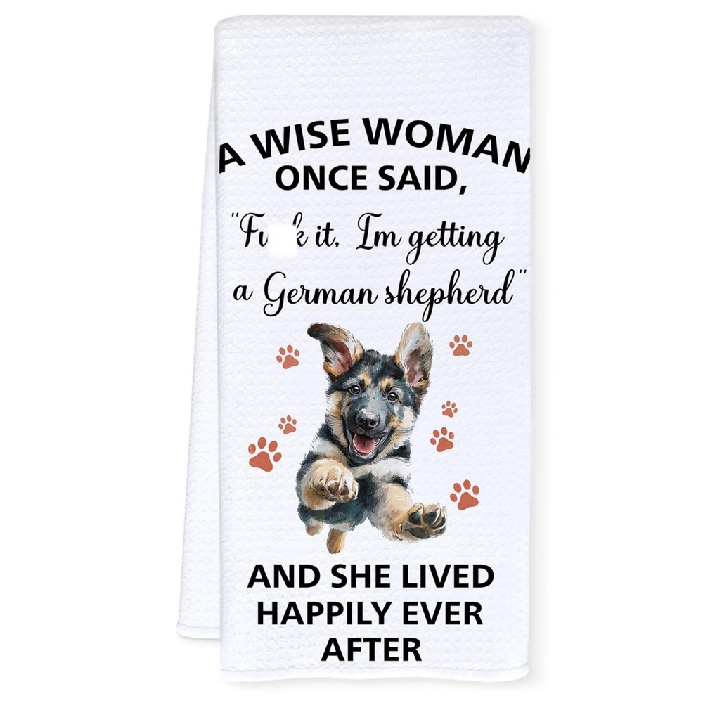 NEW Funny German Shepherd Dog Kitchen Towel Measures 16” x 24”